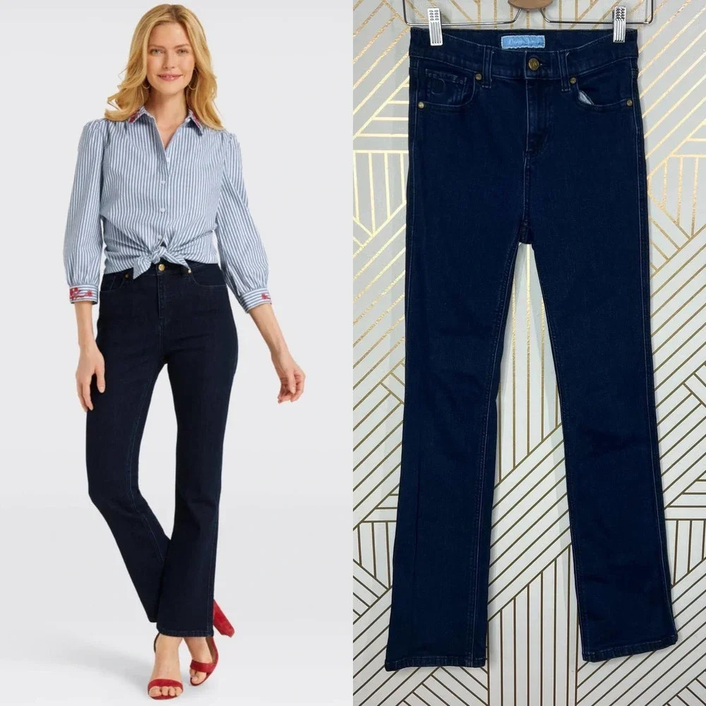 Draper James High Waisted Boot Cut Jean Dark Wash Blue Size 25